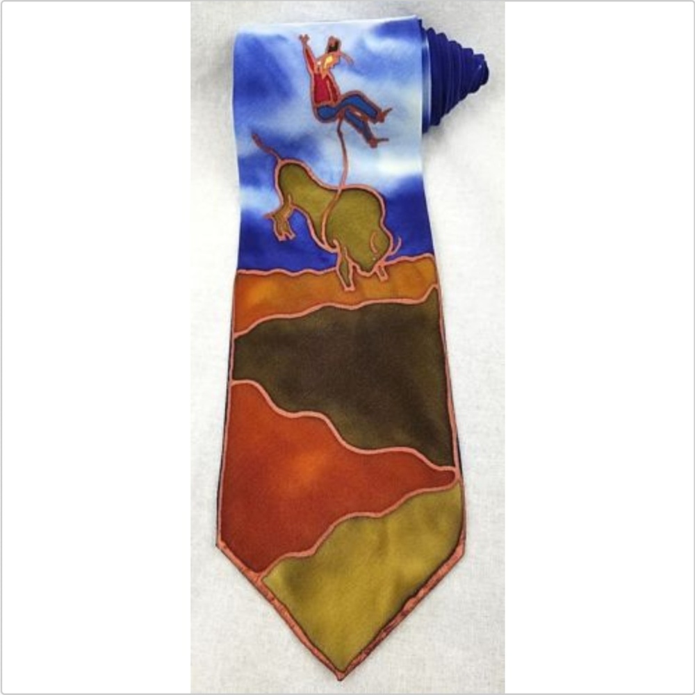 Bozeman Montana men's hand painted silk tie
